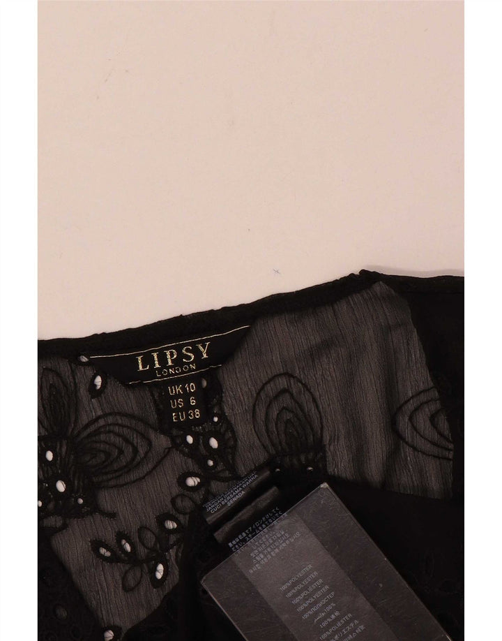 Lipsy γυναικείο πουκάμισο μπλούζα UK 10 Small Black Floral Polyester