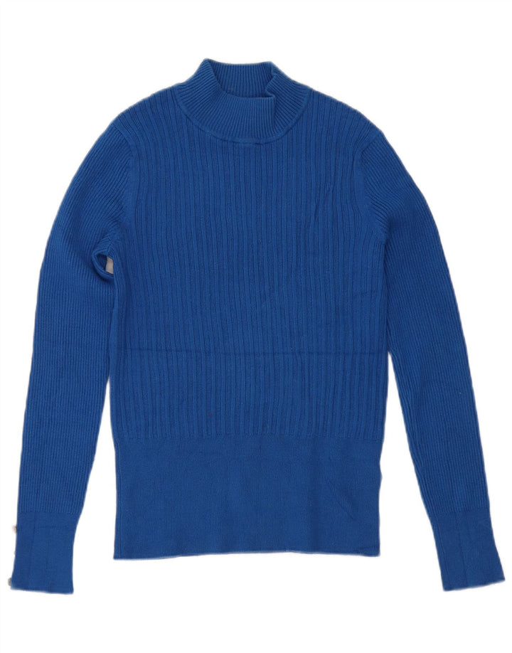 Marks & Spencer Γυναικείο πουλόβερ με λαιμό χελώνα UK 10 Small Blue Viscose