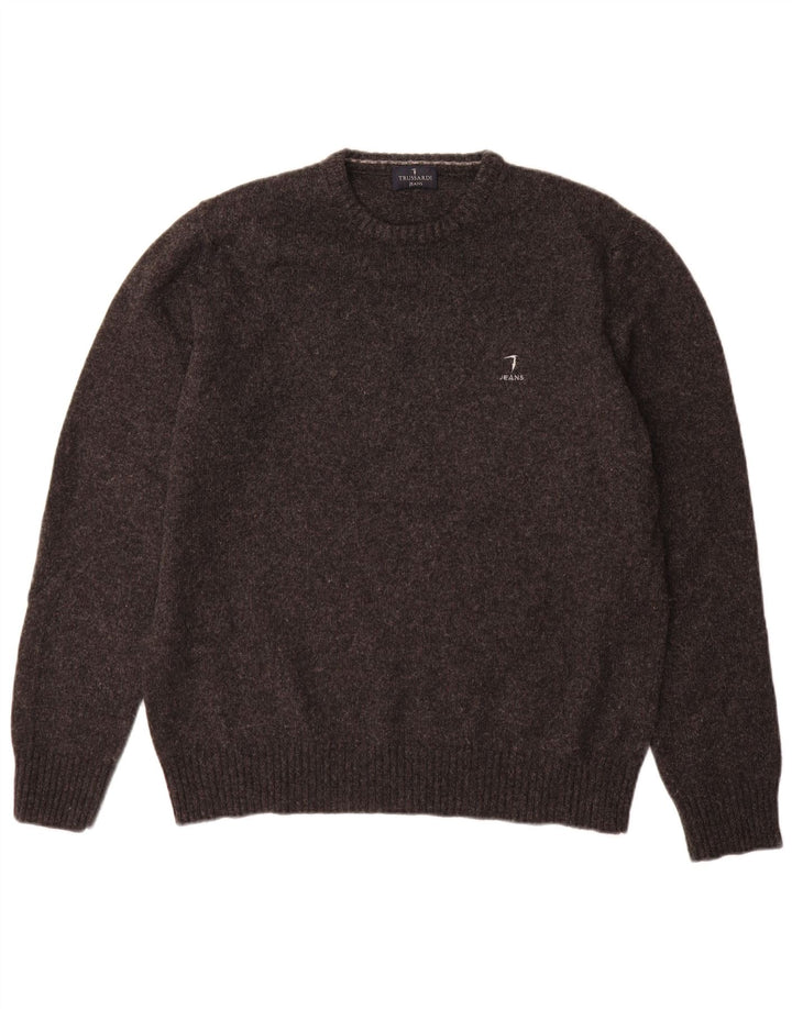Πουλόβερ Trussardi Jeans Ανδρικό πουλόβερ με λαιμόκοψη μεγάλο γκρι μαλλί