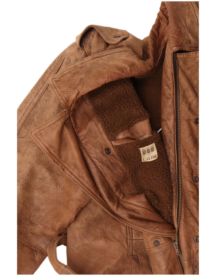 Ανδρικό δερμάτινο μπουφάν VINTAGE Military UK 42 XL Beige