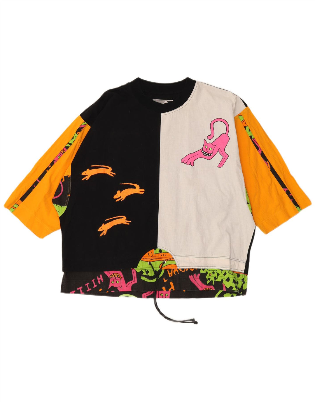 Γυναικείο γραφικό μπλουζάκι BENGER 3/4 μανίκι EU 38 Medium Black Colourblock