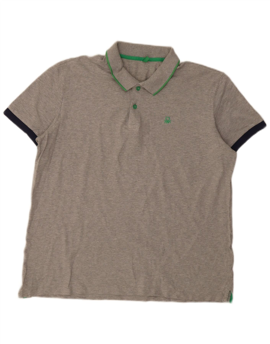 Ανδρικό μπλουζάκι πόλο Benetton 2XL γκρι βαμβακερό
