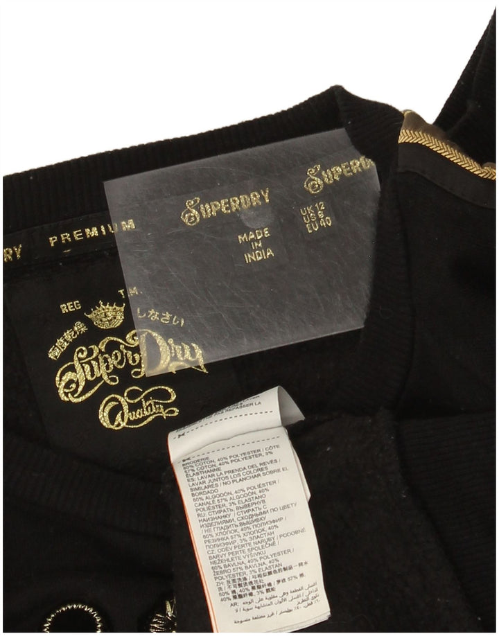 Γυναικεία γραφική φούτερ Superdry Jumper UK 12 μεσαίο μαύρο βαμβακερό
