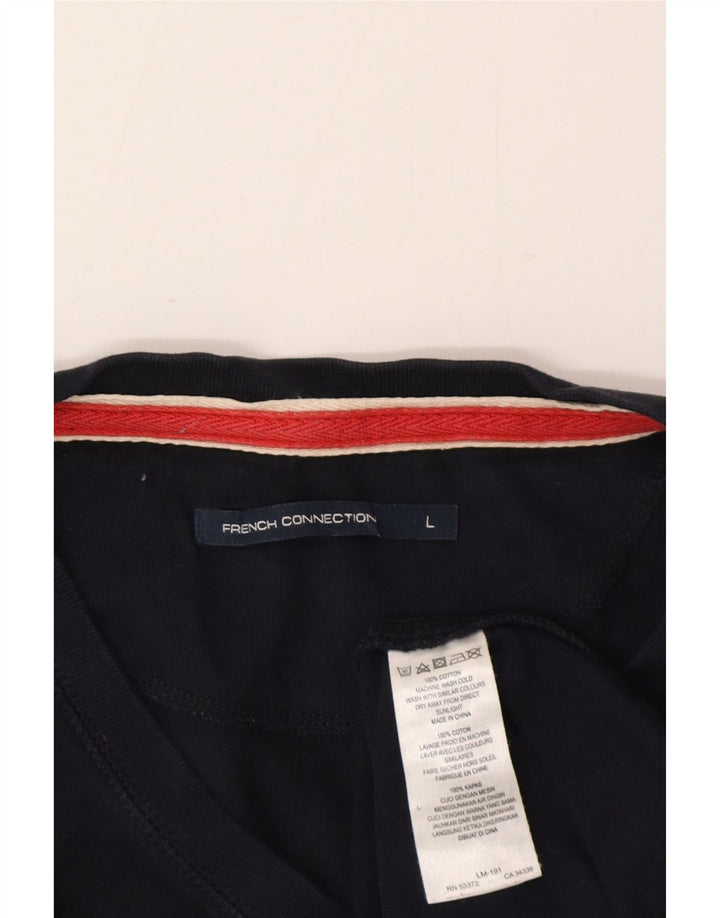 Γαλλική Connection Ανδρικό γραφικό T-Shirt Top Large Navy Blue από βαμβάκι