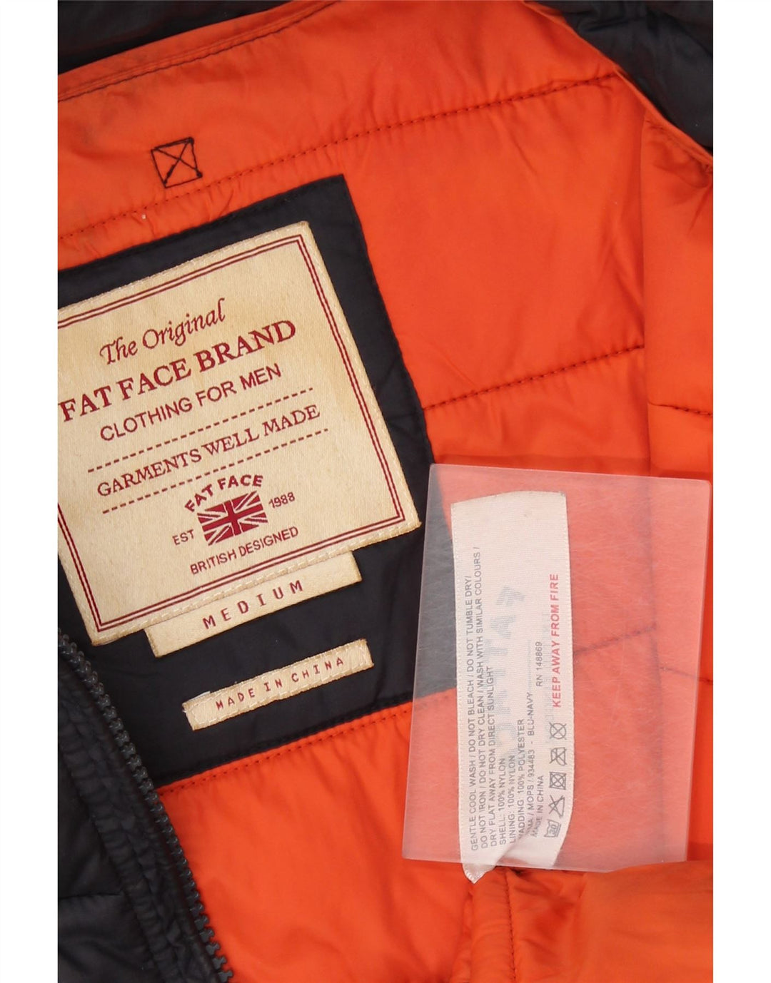 FAT FACE Ανδρικό μπουφάν με επένδυση UK 38 Medium Navy Blue Nylon