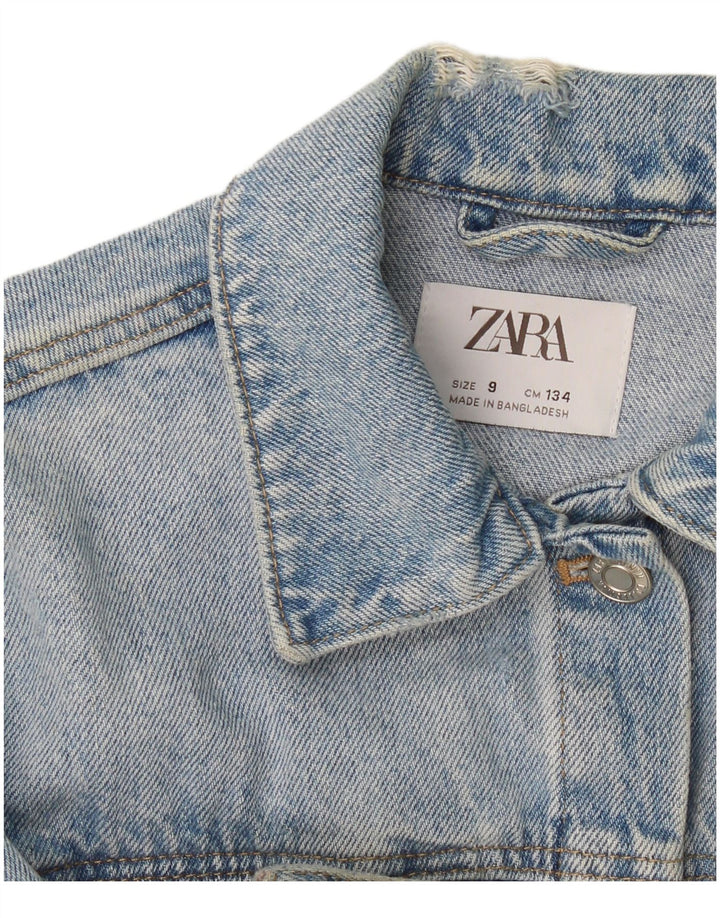 Zara Girls Graphic Τζιν Μπουφάν 8-9 Χρόνια Μπλε