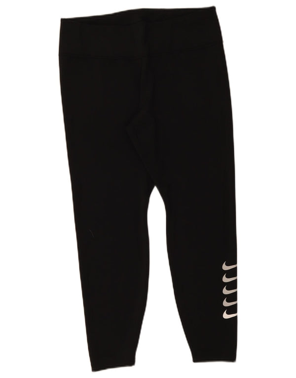 Γυναικεία Nike Dri Fit Graphic Crop leggings UK 14 Large Black Polyester