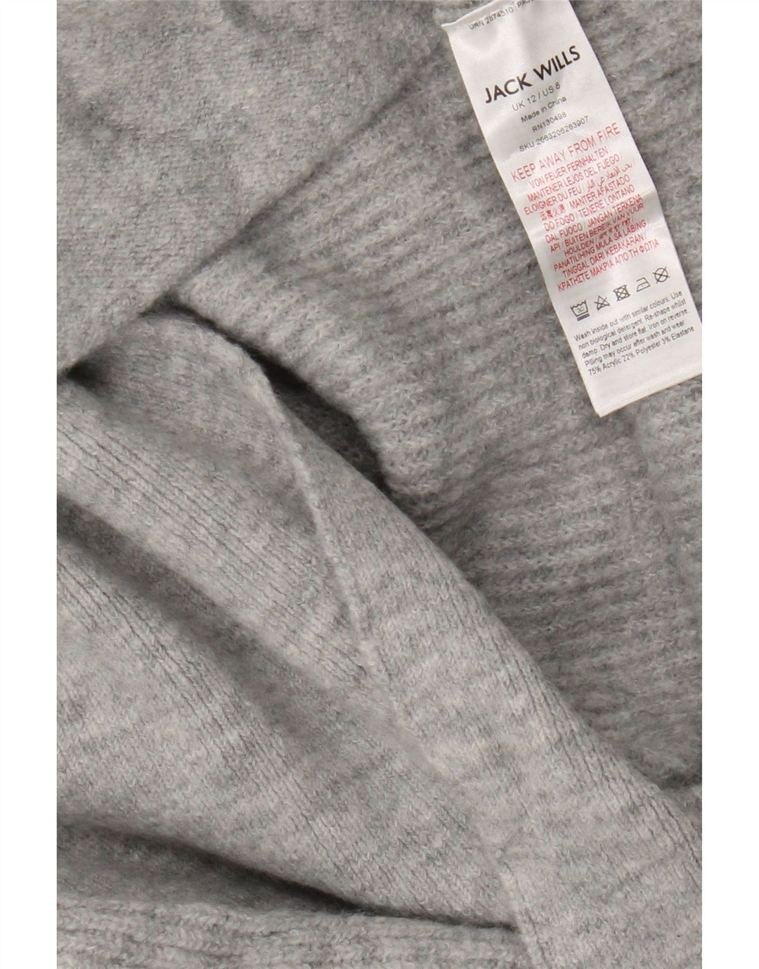 Jack Wills Γυναικείο πουλόβερ Longline Cardigan UK 12 Medium Grey