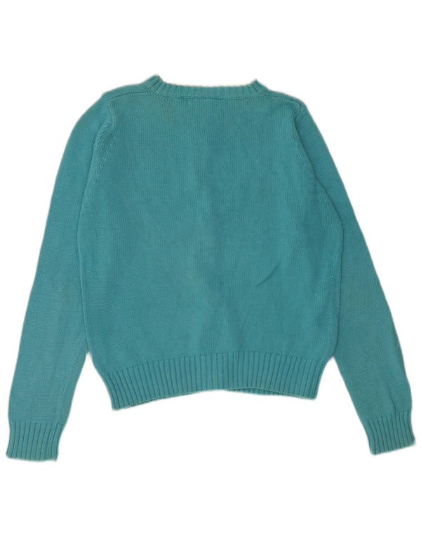 Zara Γυναικεία Ζακέτα Crop UK 14 Large Blue Cotton