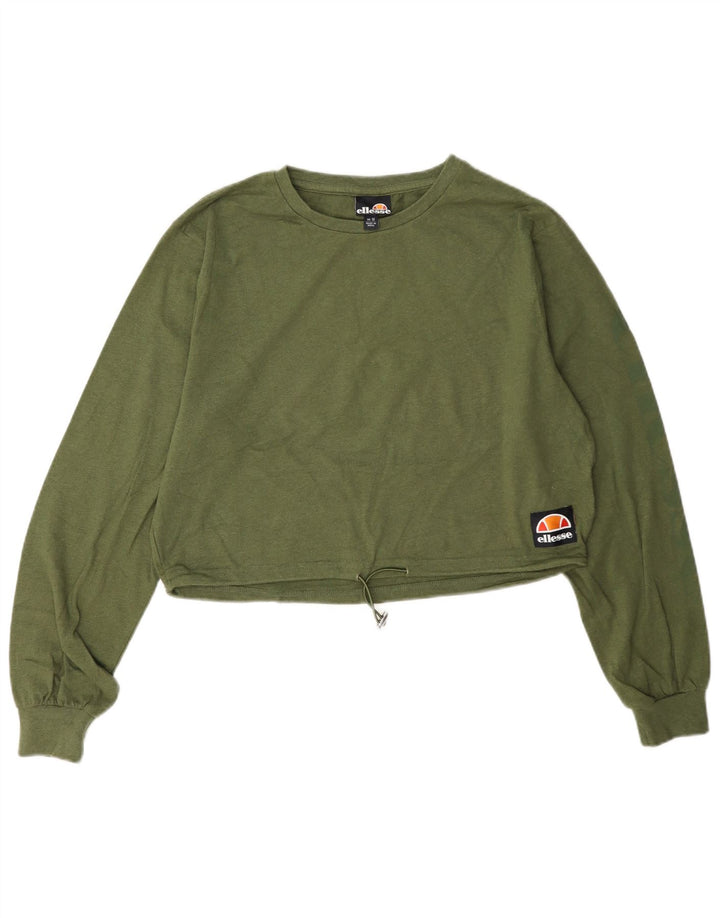 Ellesse Γυναικείο Crop Top Μακρυμάνικο UK 12 Μεσαίο Πράσινο Βαμβακερό