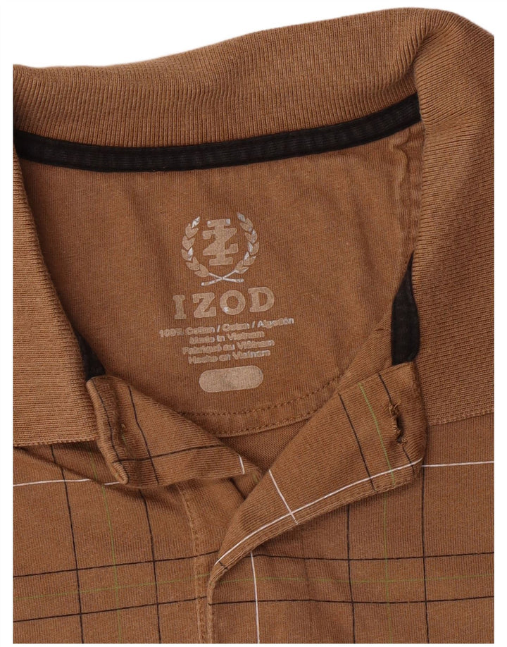 Izod Ανδρικό Πόλο Μπλουζάκι Μεσαίο Καφέ Γεωμετρικό Βαμβάκι
