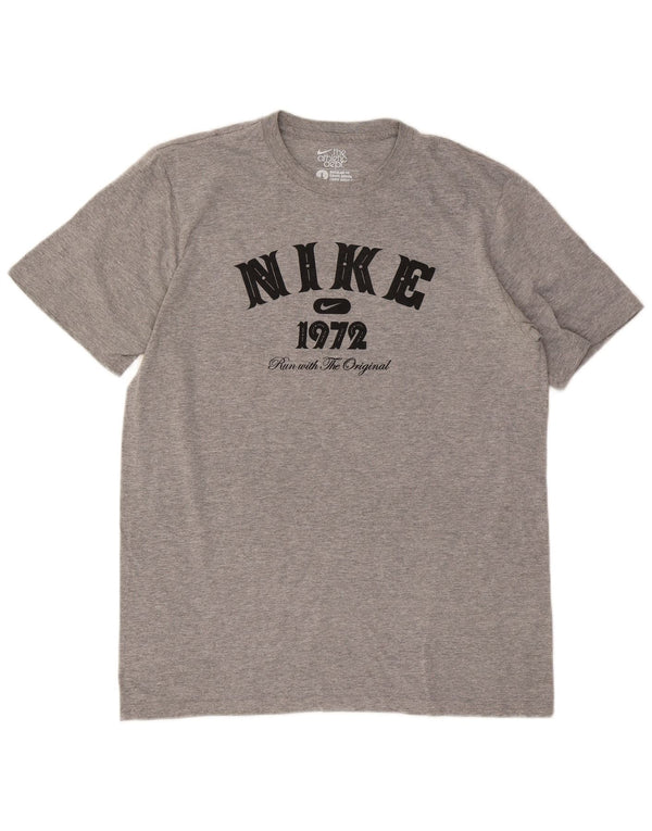Ανδρικό μπλουζάκι Nike με γραφικό κανονικό φόρεμα, τοπ με μεγάλο γκρι χρώμα