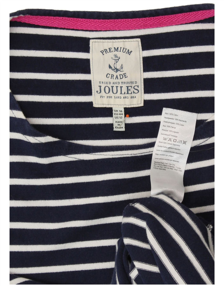 JOULES Γυναικείο T-Shirt Φόρεμα UK 16 Large Navy Blue ριγέ βαμβακερό Ναυτικό