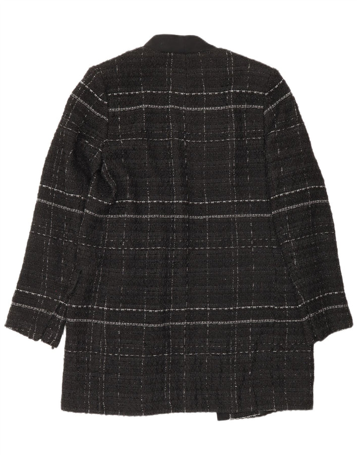 Zara Γυναικείο Ανοιχτό Παλτό UK 14 Medium Black Check