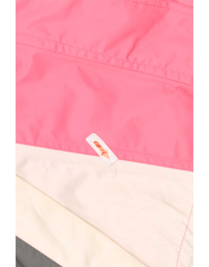 Vintage γυναικείο μπουφάν σκι με κουκούλα UK 12 Medium Pink Colourblock Polyamide
