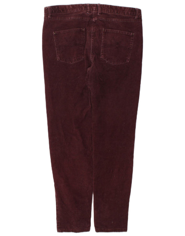 Marks & Spencer Γυναικείο Slim Κοτλέ Παντελόνι UK 12 Medium W32 L27 Burgundy