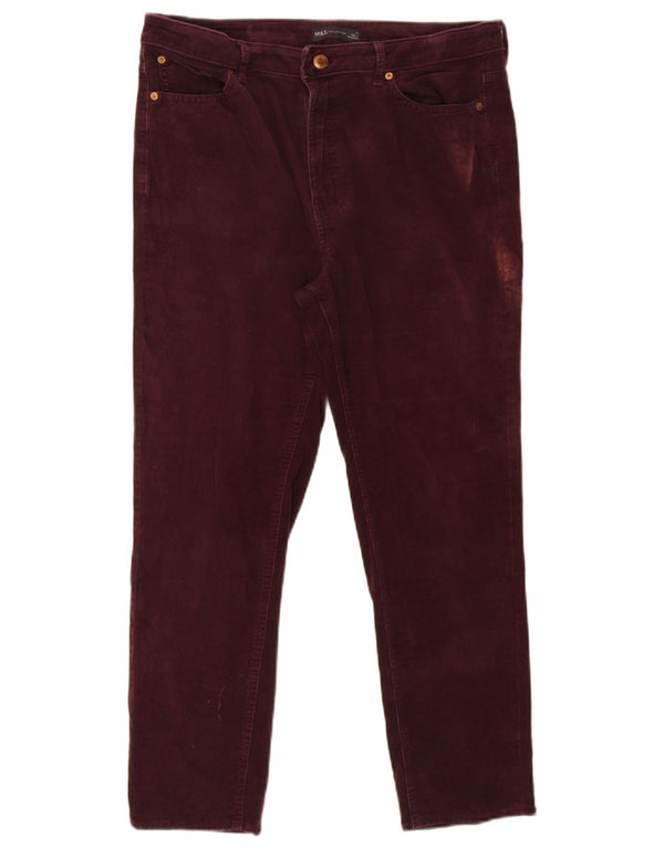Marks & Spencer Ανδρικό Slim Κοτλέ Παντελόνι UK 16 Large W36 L25 Burgundy