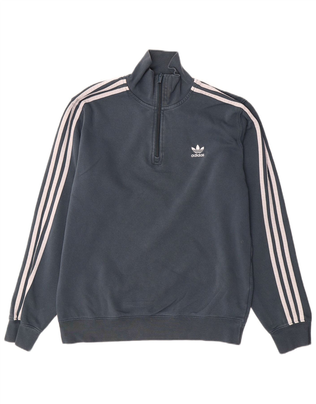 Ανδρικό φούτερ Adidas με φερμουάρ, μεσαίο βαμβακερό γκρι