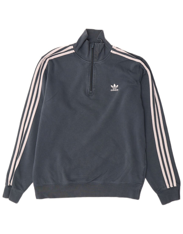 Ανδρικό φούτερ Adidas με φερμουάρ, μεσαίο βαμβακερό γκρι
