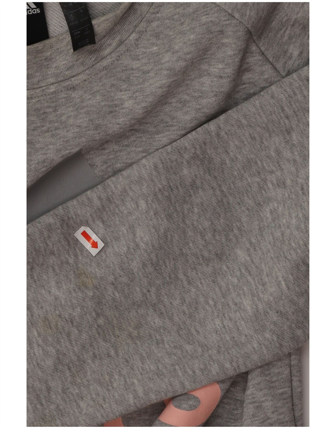 Γυναικείο γραφικό φούτερ ADIDAS Jumper UK 14/16 μεγάλο γκρι βαμβακερό