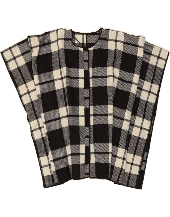 ATMOSPHERE Womens Poncho Jumper UK 10/12 Small Black Check Polyester Vintage Atmosphere and Second-Hand Atmosphere from Messina Hembry 