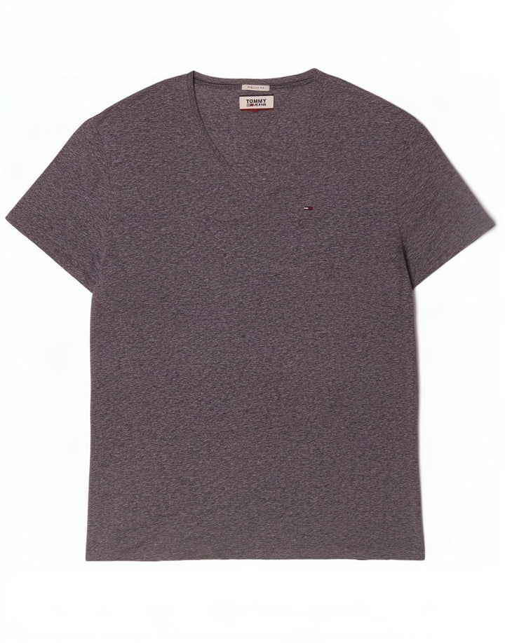 Tommy Hilfiger Ανδρικό T-Shirt με κανονική εφαρμογή Top XL με γκρι φλύκταινες πολυεστέρα