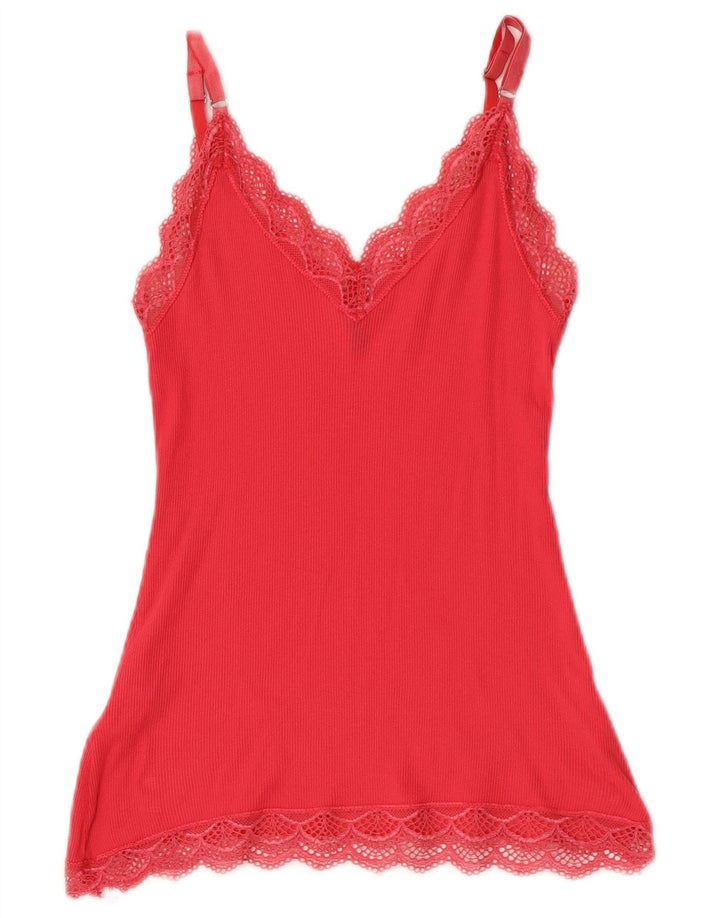 Benetton Womens Cami Top UK 8 Small Pink Cotton