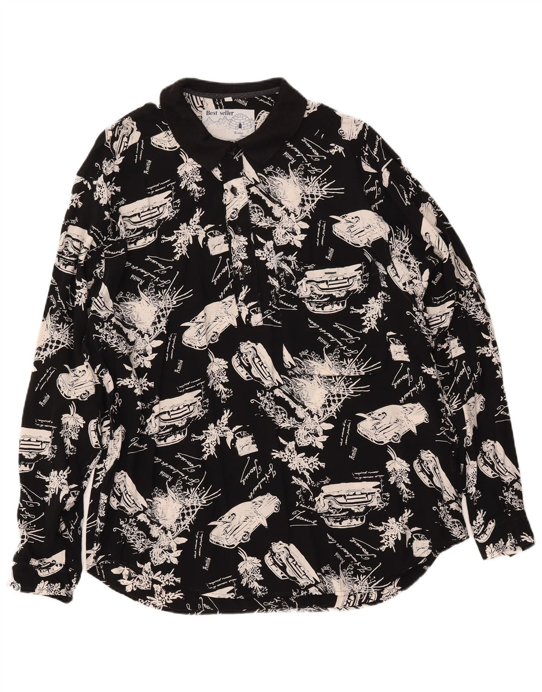 Ανδρικό γραφικό πουλόβερ ανδρικό πουκάμισο μεσαίο μαύρο