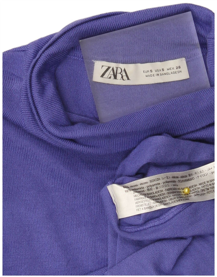 Zara Γυναικείο τοπ μακρυμάνικο UK 8 Small Purple Viscose