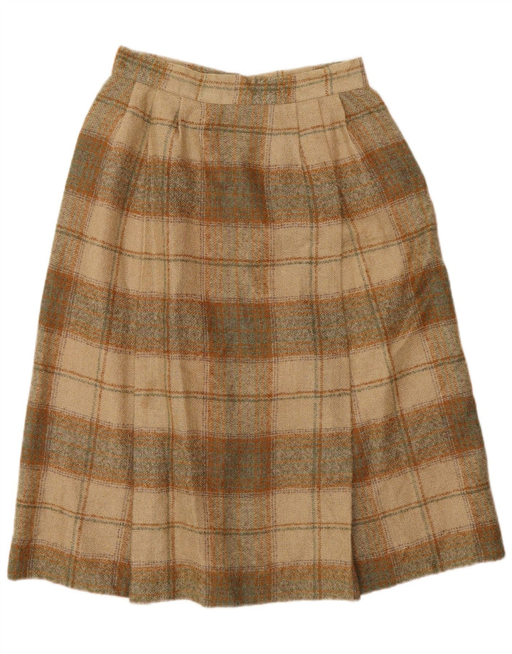 Vintage γυναικεία φούστα σε γραμμή Α W26 Small Beige Check Polyester