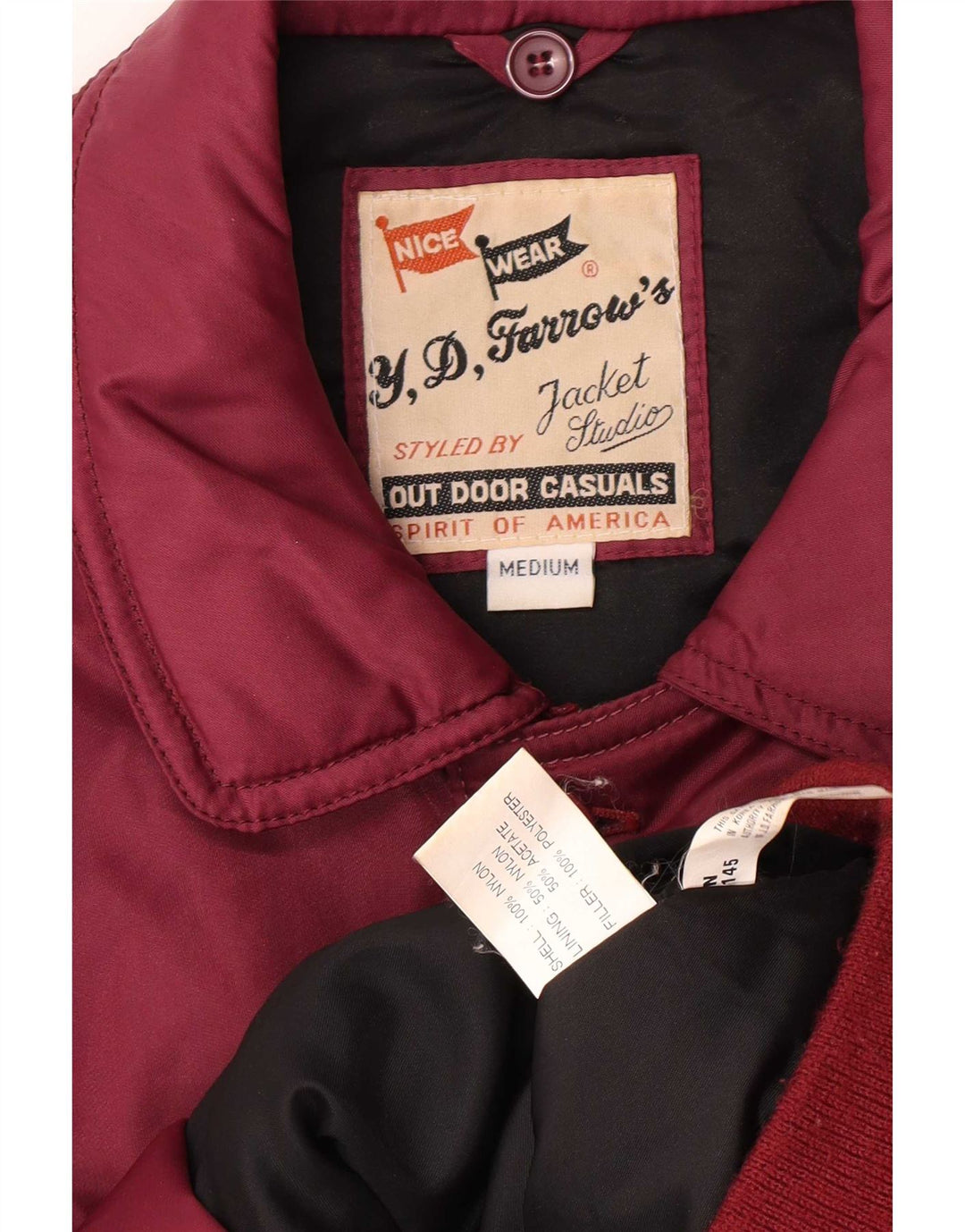Vintage Ανδρικό τζάκετ Bomber UK 38 Medium Burgundy Nylon