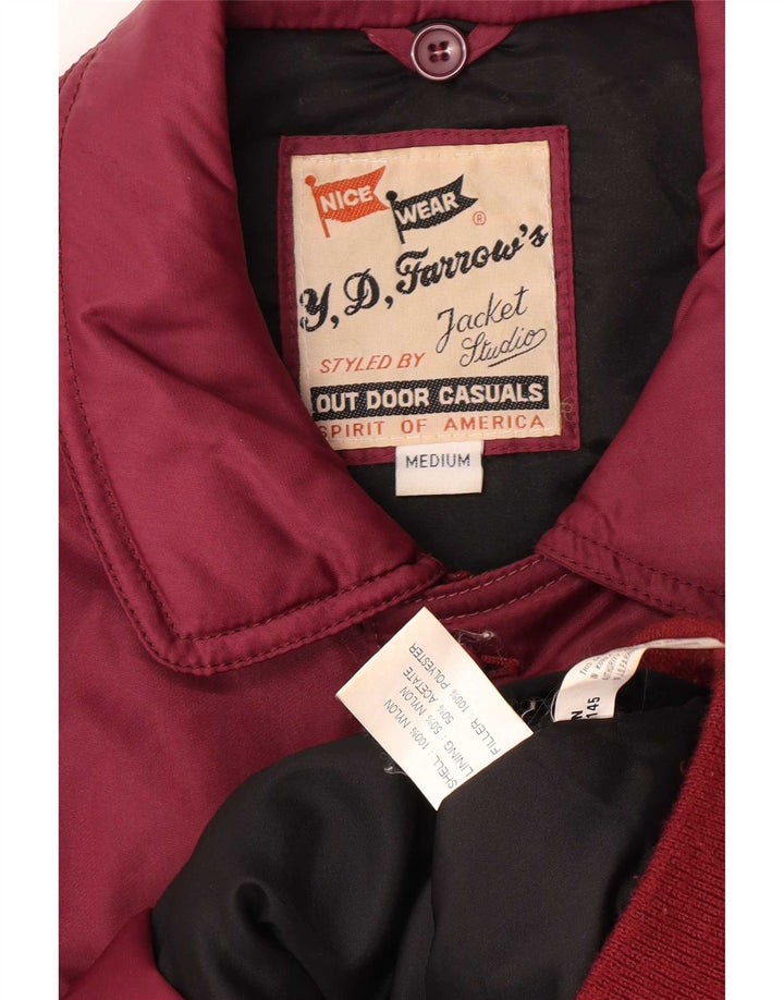 Vintage Ανδρικό τζάκετ Bomber UK 38 Medium Burgundy Nylon