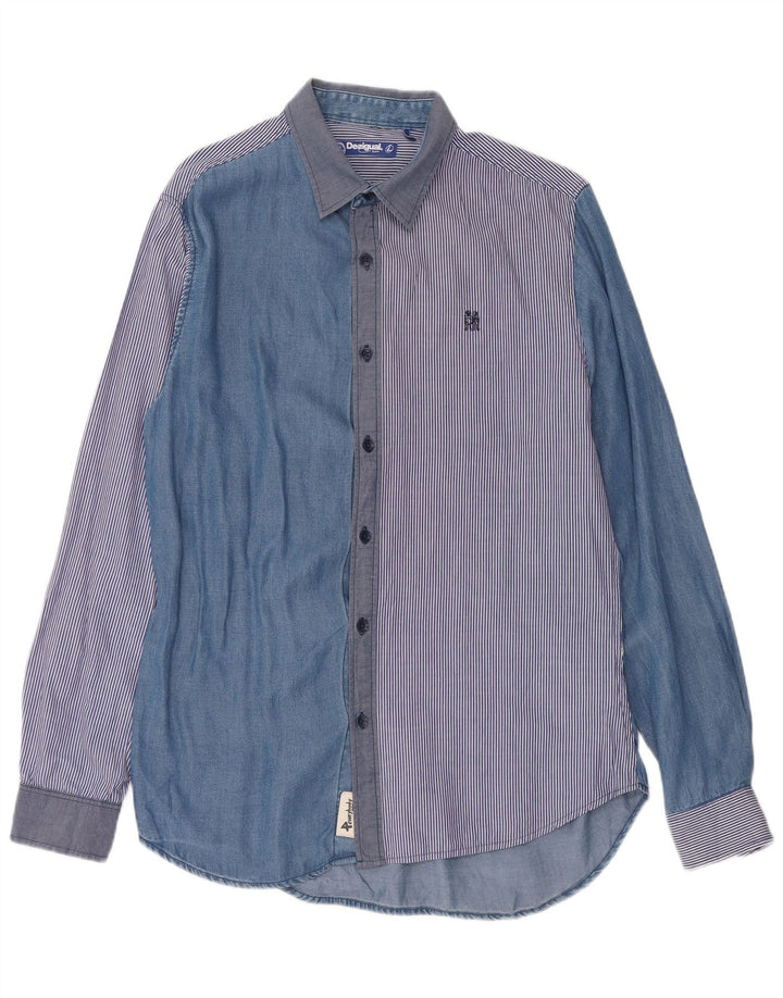 Ανδρικό πουκάμισο Desigual Μεγάλο μπλε συνονθύλευμα Lyocell