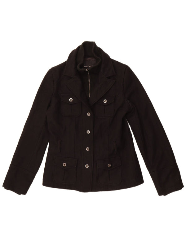 Zara Γυναικείο σακάκι blazer 4 κουμπιών UK 14 2 μεσαίο μαύρο πολυεστέρα