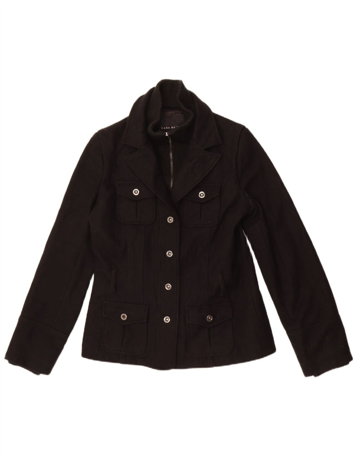 Zara Γυναικείο σακάκι blazer 4 κουμπιών UK 14 2 μεσαίο μαύρο πολυεστέρα