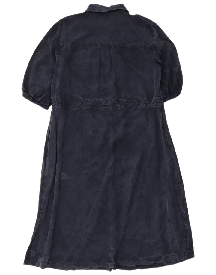 Γυναικείο μάξι γαλλικό φόρεμα UK 14 Medium Navy Blue Lyocell