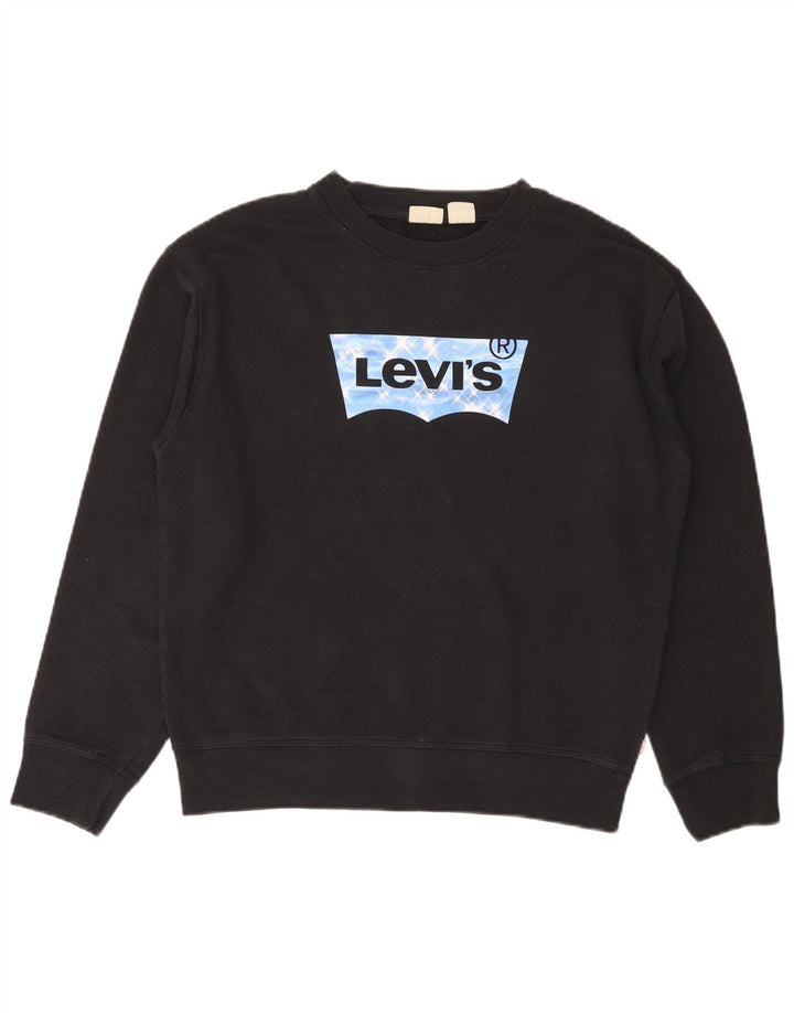 Γυναικείο γραφικό φούτερ LEVI'S υπερμεγέθη Jumper UK 10 Μικρό μαύρο βαμβακερό