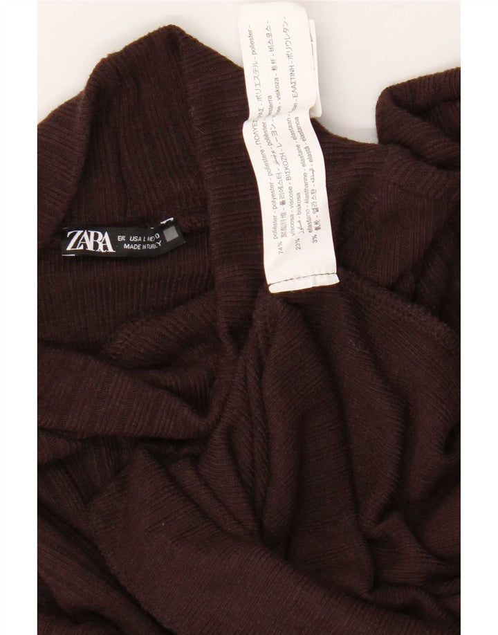 Zara Γυναικείο τοπ μακρυμάνικο UK 16 Large καφέ πολυεστέρας