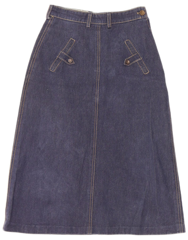 VINTAGE Womens Graphic Denim Skirt W22 2XS Blue