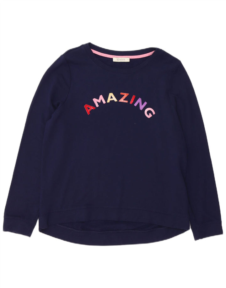 Γυναικείο γραφικό φούτερ Oasis Jumper UK 14 Medium Navy Blue Viscose