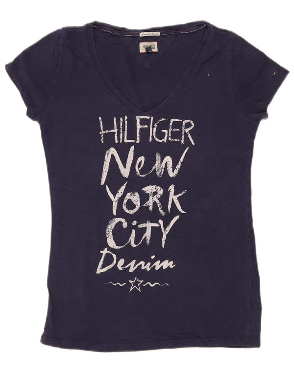 Γυναικείο γραφικό μπλουζάκι Tommy Hilfiger Top UK 10 Small Navy Blue από βαμβάκι