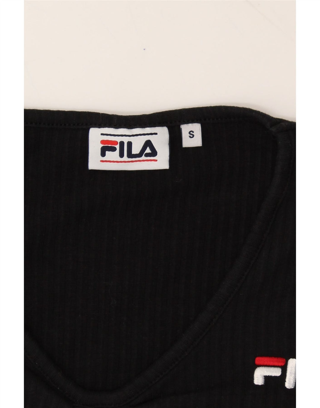 FILA Womens Crop Top Long Sleeve UK 8 Small Black Cotton Vintage Fila and Second-Hand Fila from Messina Hembry 