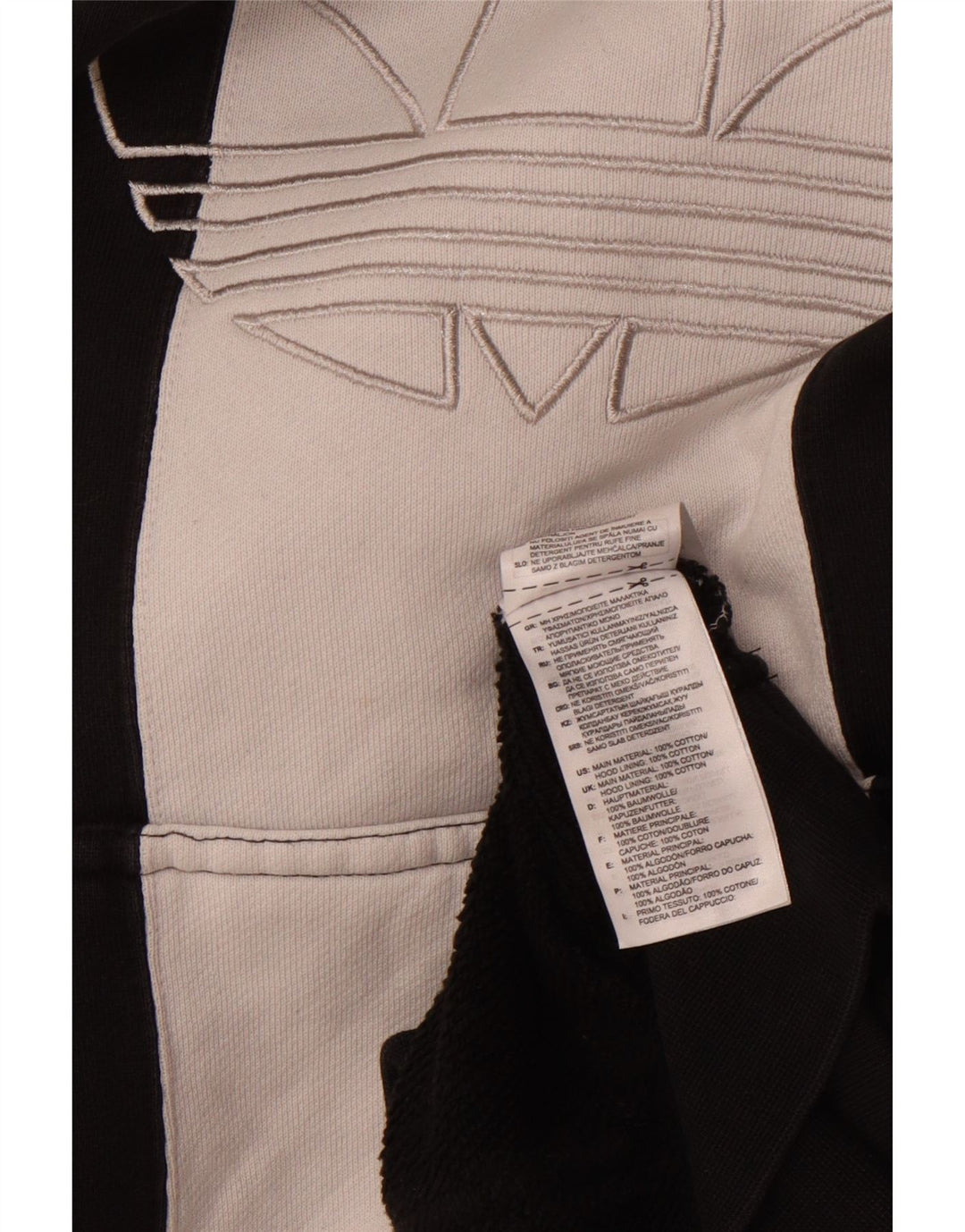 Ανδρικό γραφικό κουκούλα ADIDAS, μεγάλο μαύρο χρώμα, βαμβακερό