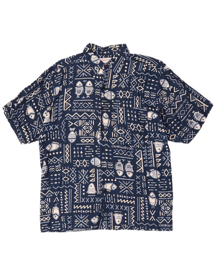Forester Ανδρικό κοντομάνικο πουκάμισο μεγάλο Navy Blue Rayon