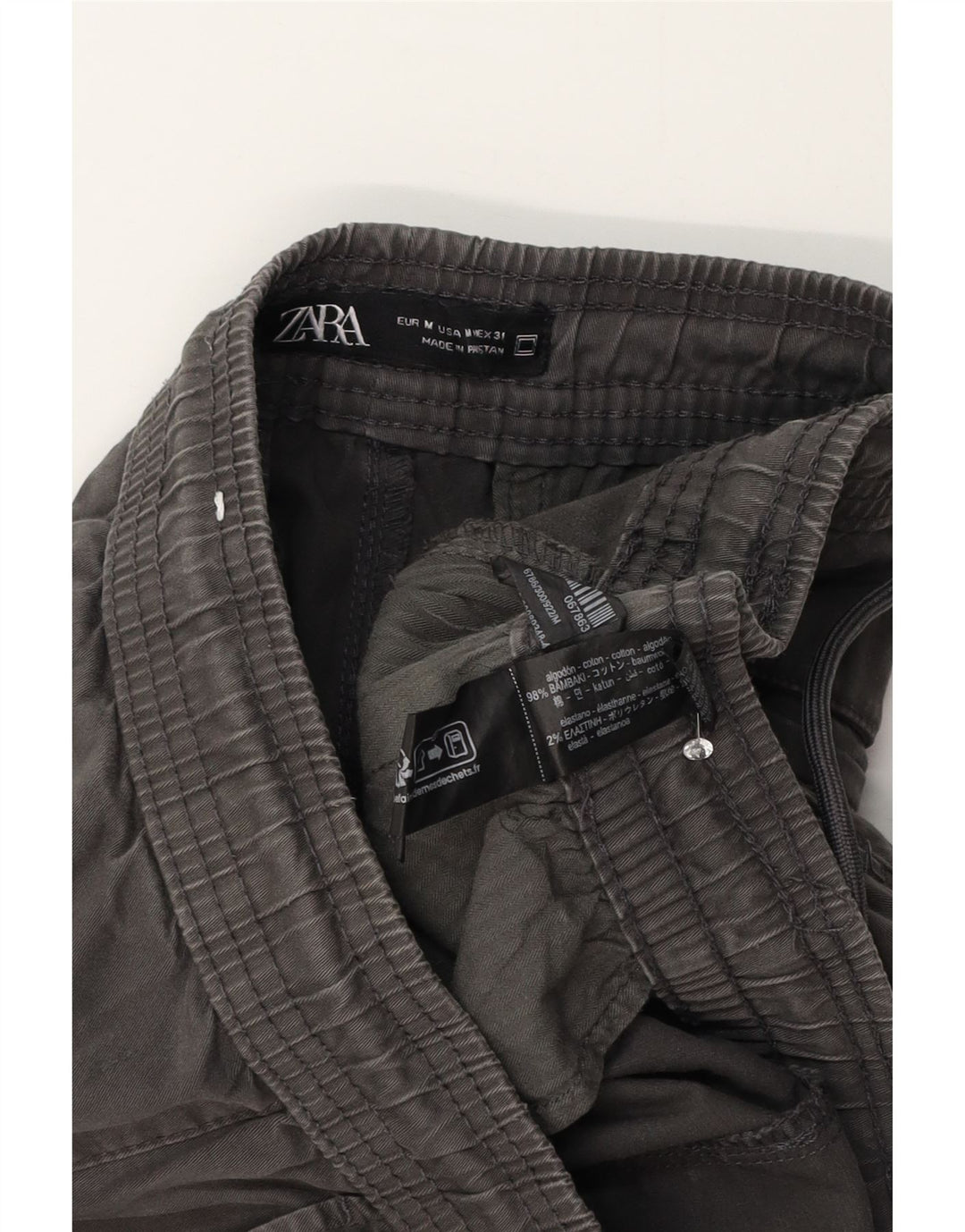 Zara Ανδρικό παντελόνι Joggers Chino Medium W32 L28 Γκρι βαμβακερό