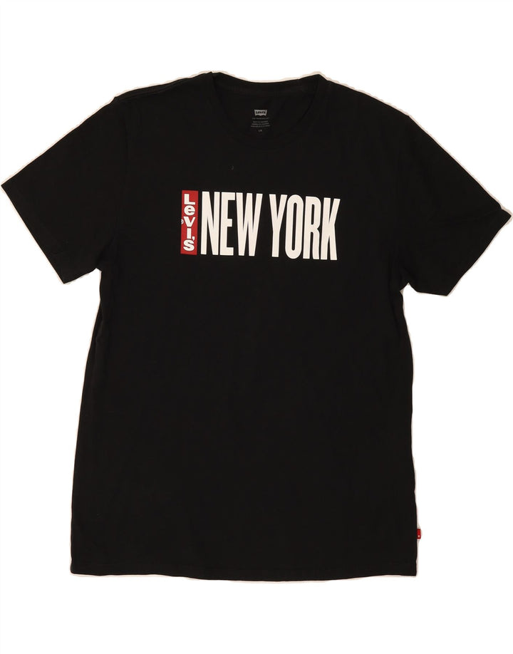 LEVI'S Mens Graphic T-Shirt Top Large Black Cotton Vintage Levi's and Second-Hand Levi's from Messina Hembry 