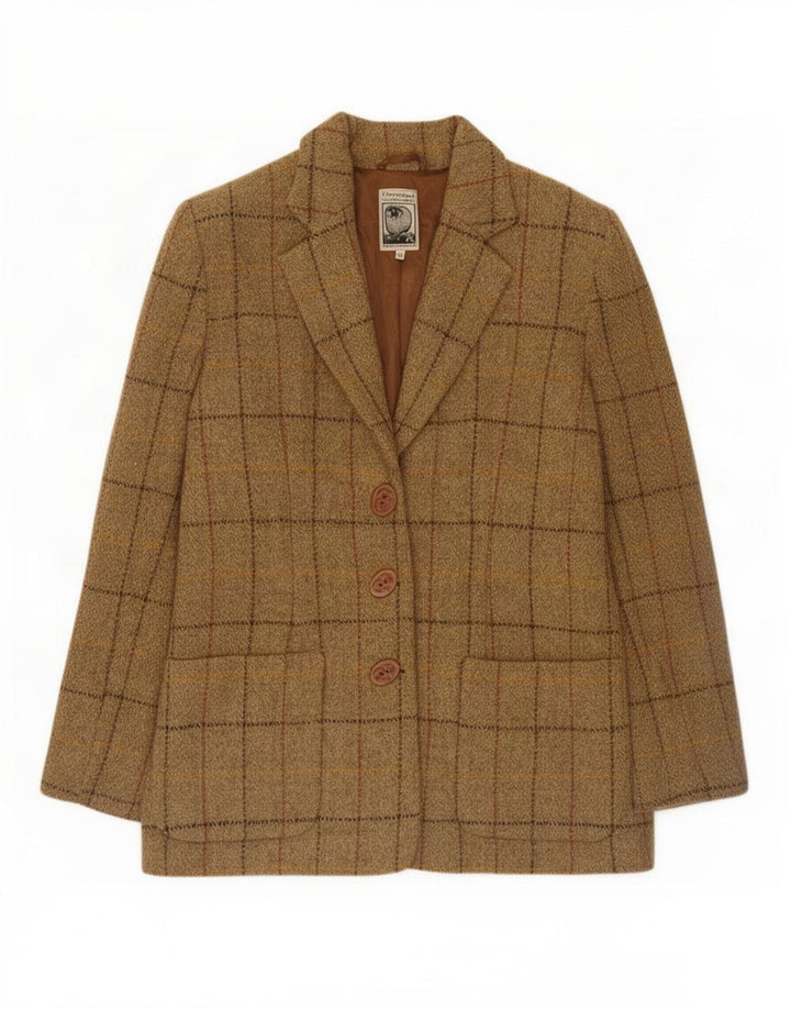 Harris Tweed γυναικείο μπουφάν blazer UK 12 μεσαίου καφέ μαλλί