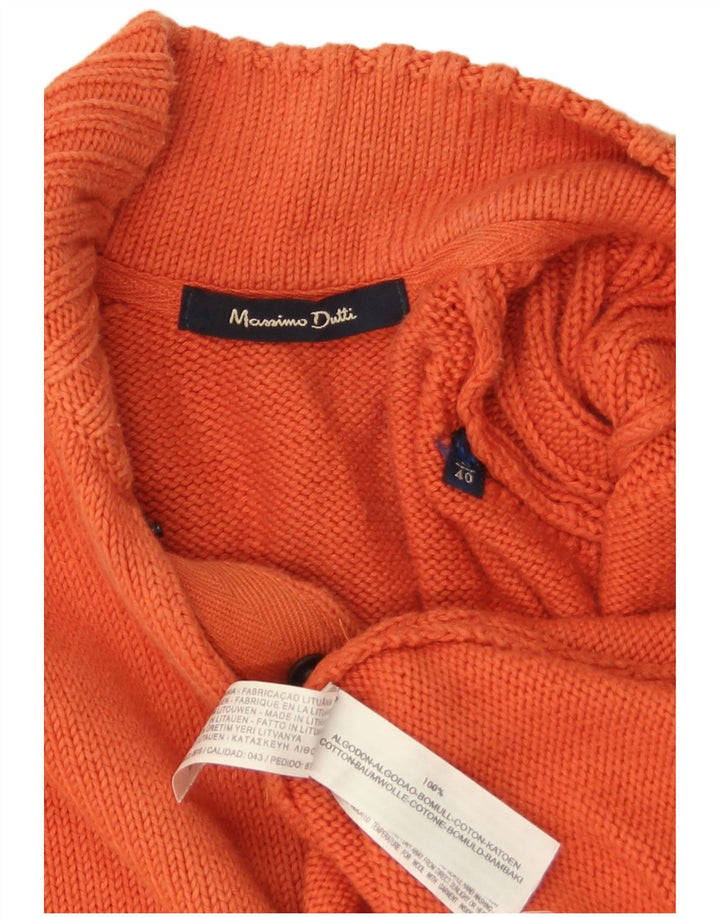 MASSIMO DUTTI Ανδρικό πουλόβερ με λαιμό με κουμπιά, μεγάλο πορτοκαλί βαμβακερό