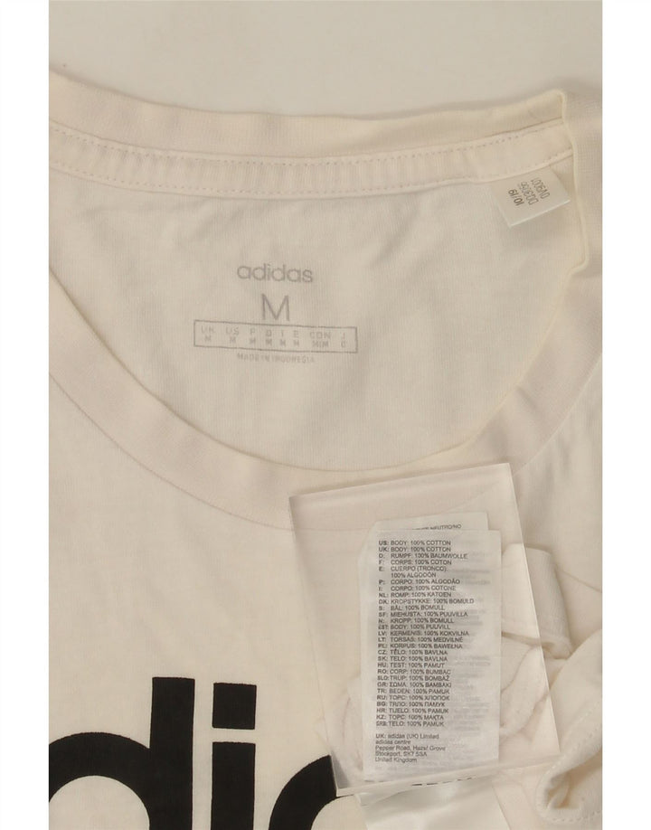 Ανδρικό γραφικό T-Shirt Adidas Top από μεσαίο λευκό βαμβακερό
