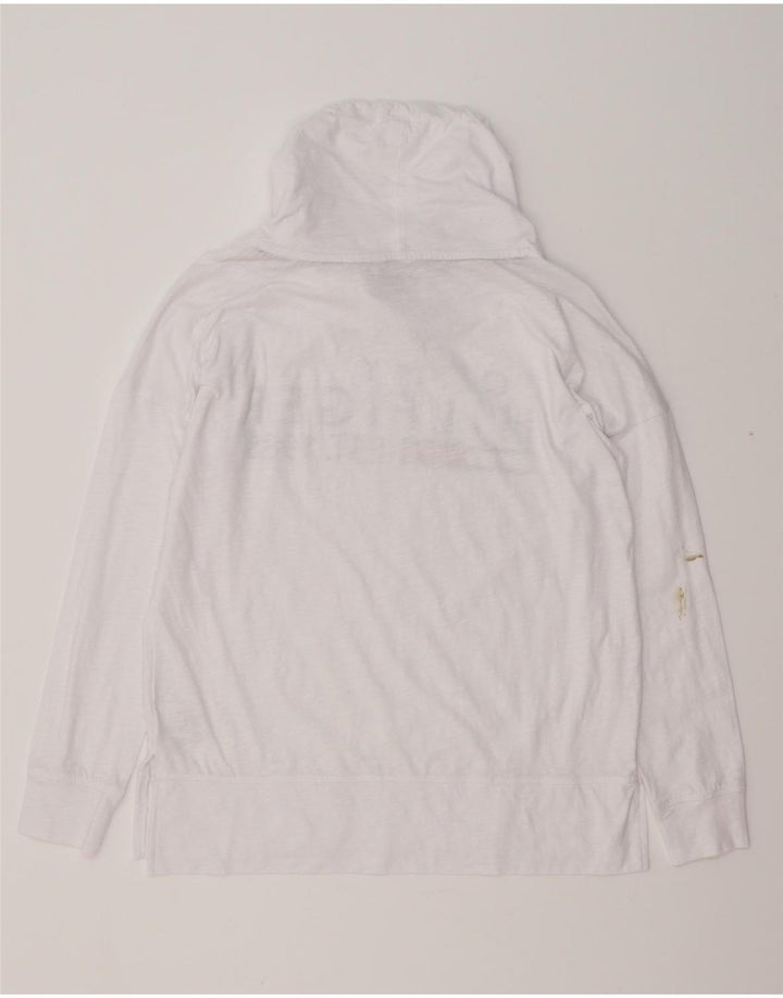 TOMMY HILFIGER Γυναικείο υπερμεγέθη γραφικό μακρυμάνικο UK 10 Small White